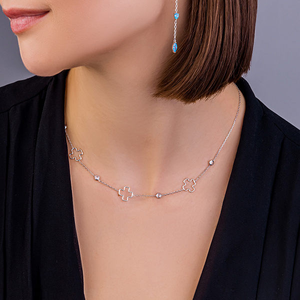 Кольє з білого золота з фіанітами (арт. 352644б) – зображення 2