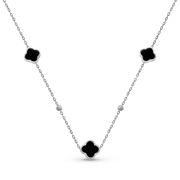 Серебряное колье Клевер с ониксом (арт. 7507/2319/7о) – изображение 1