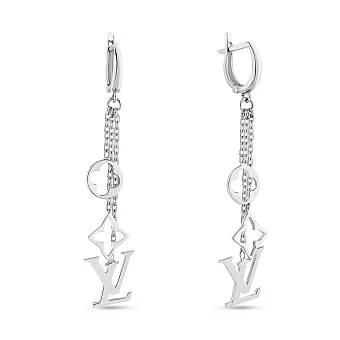 Сережки-підвіски з білого золота (арт. 107892б)