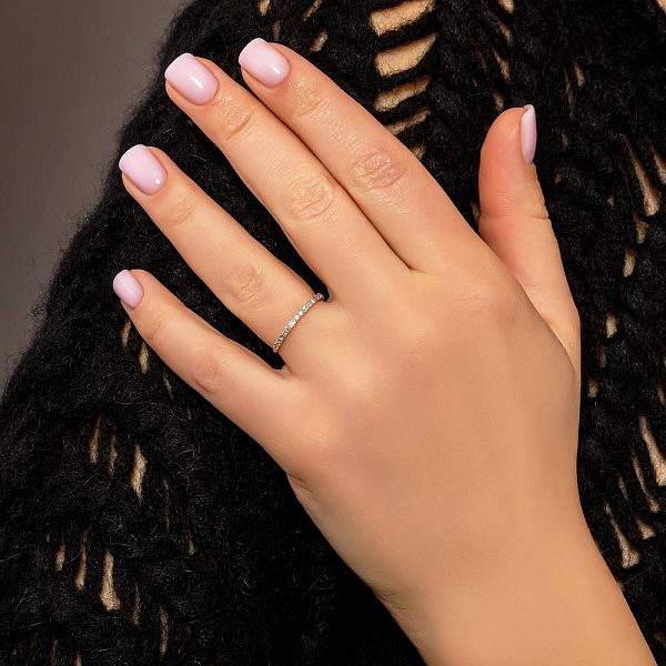 Тонкое кольцо из красного золота с бриллиантами (арт. К011375020) – изображение 3