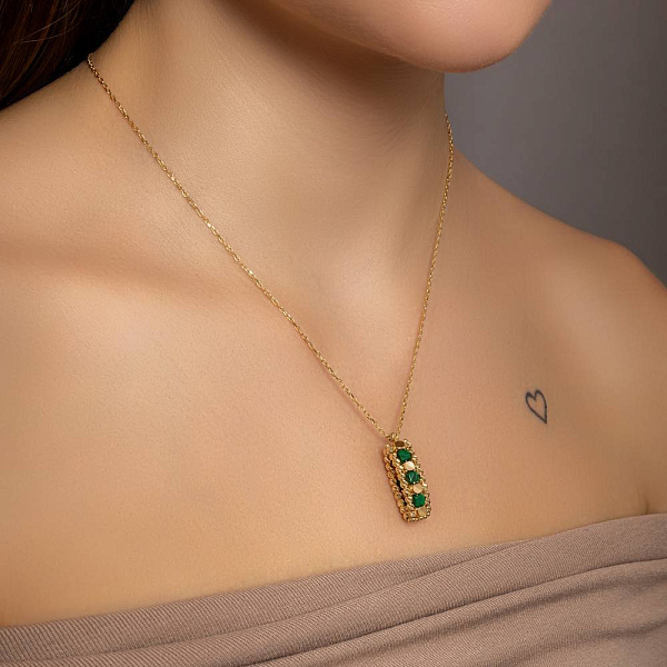 Колье из желтого золота с малахитом Francelli (арт. 352943жмлх) – изображение 3