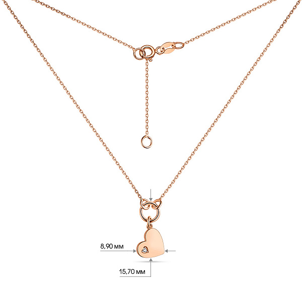 Колье "Сердце" из красного золота с одним фианитом (арт. 352197) – изображение 3