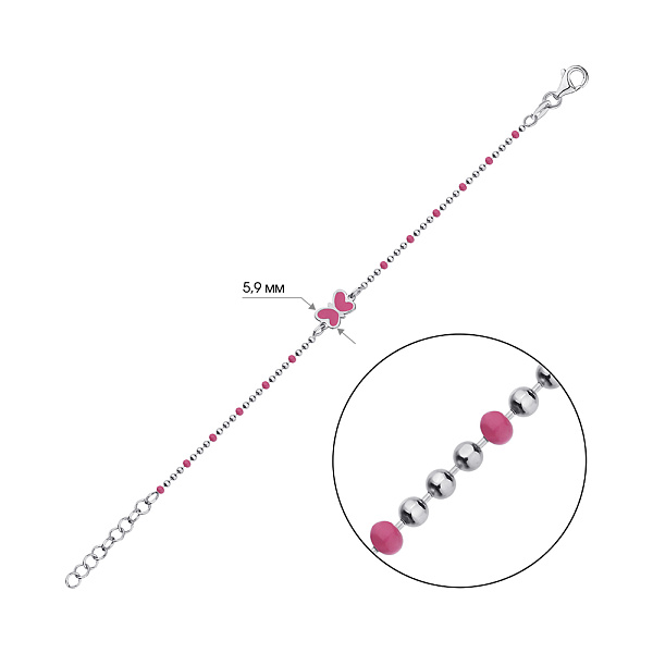 Срібний браслет для дітей з рожевою емаллю (арт. 7509/3622емлн) – зображення 5