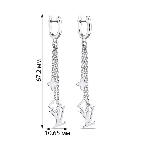 Серьги-подвески из серебра без камней (арт. 7502/4762) – изображение 2