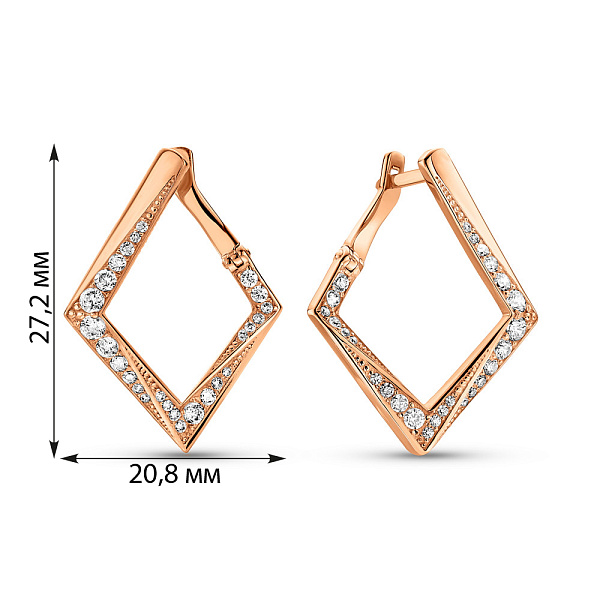 Серьги из красного золота с фианитами (арт. 2109363101) – изображение 4