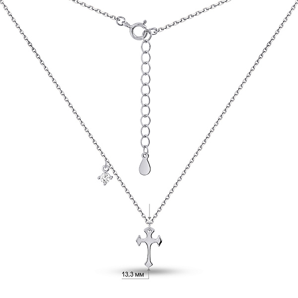 Серебряное колье Крестик с одним фианитом (арт. 7507/2225) – изображение 3