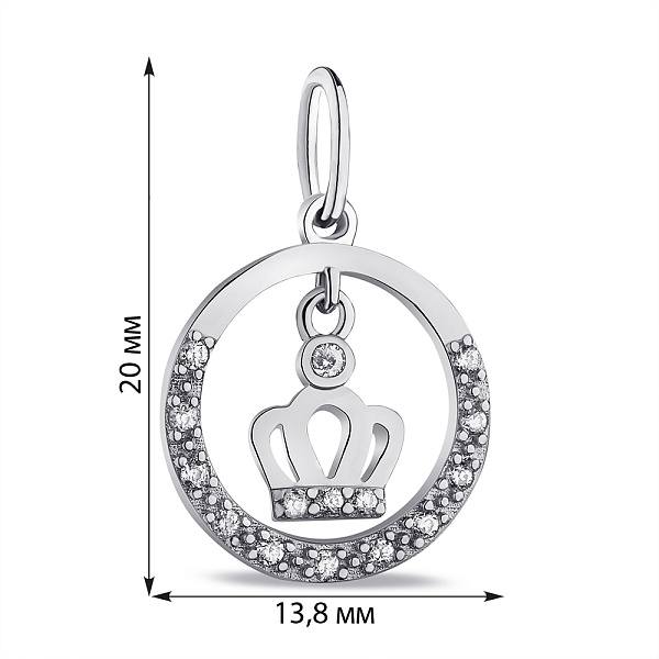Серебряный подвес Корона с фианитами (арт. 7503/П2Ф/1019) – изображение 2