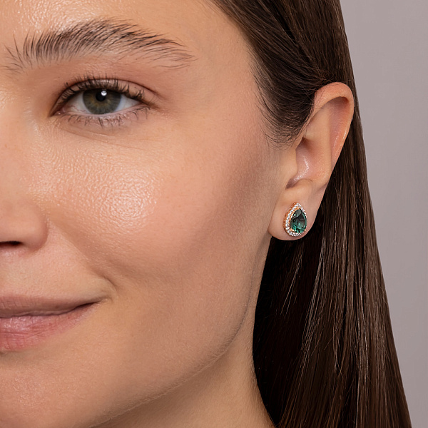 Серьги из красного золота с кварцем и фианитами (арт. 111249Пз) – изображение 3