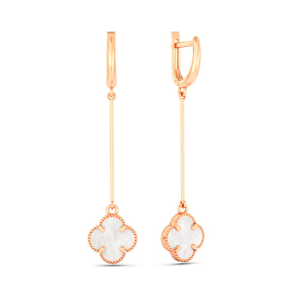 Сережки з червоного золота з перламутром (арт. 110716/10п) – зображення 1