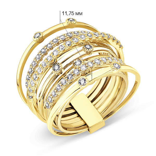 Кольцо Francelli из желтого золота с фианитами (арт. 140009ж) – изображение 3