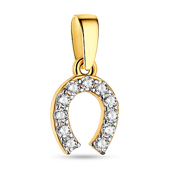 Фото Золотая подвеска «Подкова» с фианитами (арт. 440264ж)