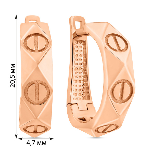 Серьги из красного золота без камней (арт. 1091720) – изображение 3