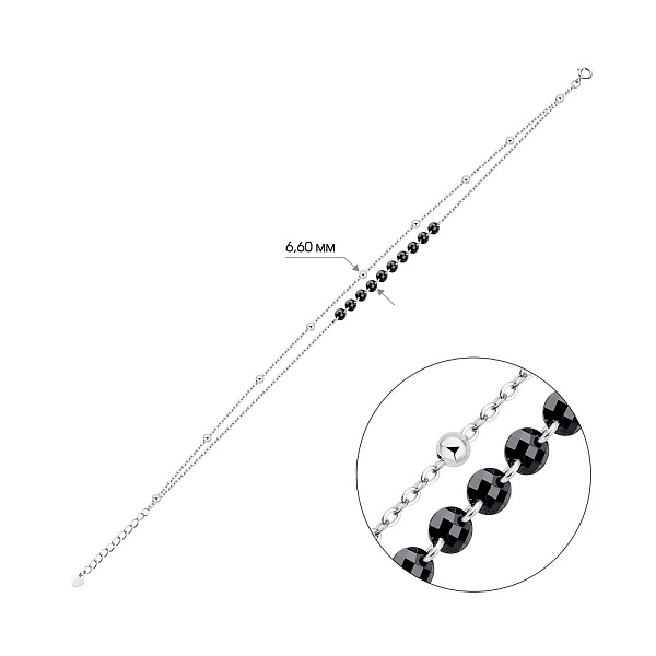 Двойной браслет из серебра с черными фианитами (арт. 7509/3331ч) – изображение 2
