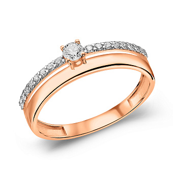 Кольцо с бриллиантами из красного золота (арт. К011146020)