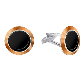 Серебряные запонки с ониксом (арт. 7215/769-зо)