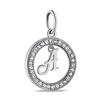 Кулон из серебра Буква А с фианитами (арт. 7503/П2Ф/1188)