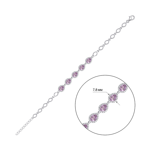 Массивный серебряный браслет с аметистами (арт. 7509/2182191А) – изображение 2