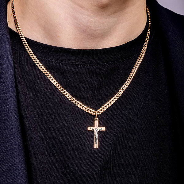 Золотой нательный крестик с распятием  (арт. 500673) – изображение 2