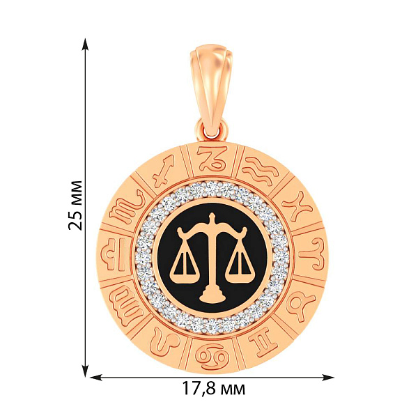 Золотой подвес "Весы" с эмалью и фианитами  (арт. 440681ечвс) – изображение 7