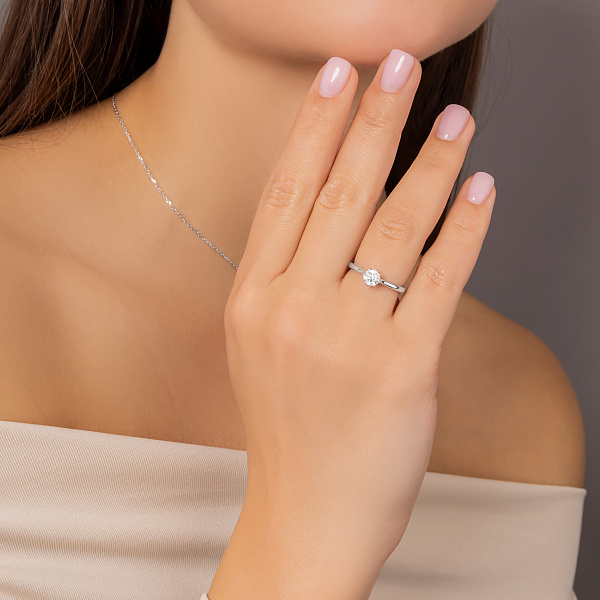 Золота каблучка для заручин з діамантом (арт. К01144705046б) – зображення 2