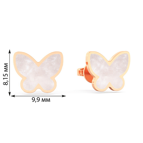 Серьги из красного золота с эмалью «Бабочки» (арт. 111208еп) – изображение 3