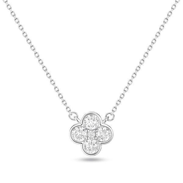 Серебряное колье с подвеской клевер с фианитами (арт. 7507/2630) – изображение 1