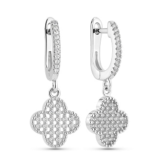 Серебряные серьги Клевер с россыпью фианитов (арт. 7502/10104/10)