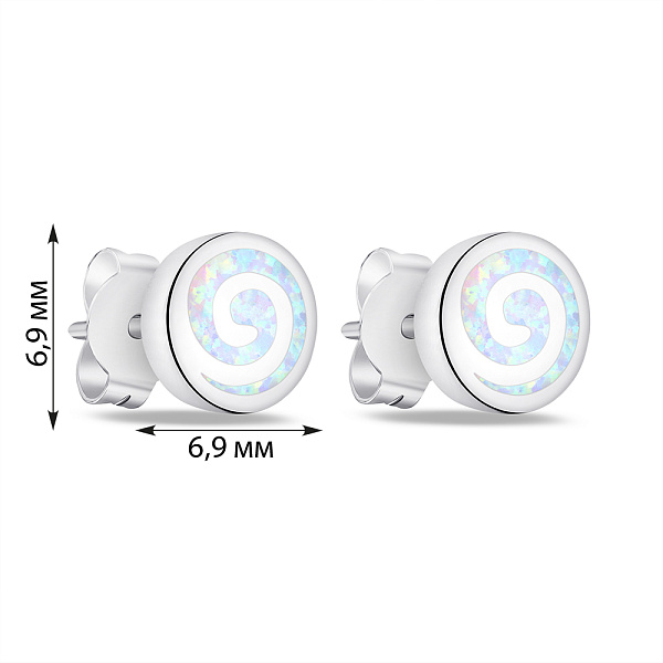 Сережки-пусети зі срібла з опалом (арт. 7518/6602Поб) – зображення 2