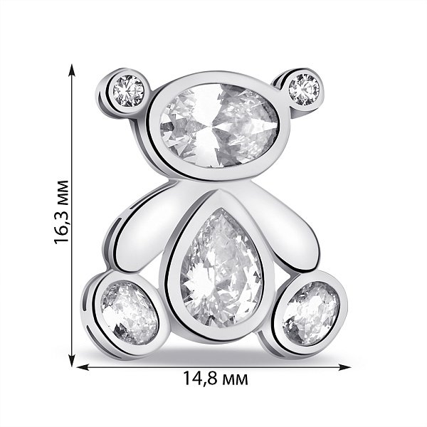 Серебряная брошь Мишка с фианитами (арт. 7505/206) – изображение 2