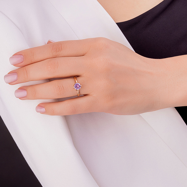 Кольцо золотое с аметистом (арт. 141229Па) – изображение 4