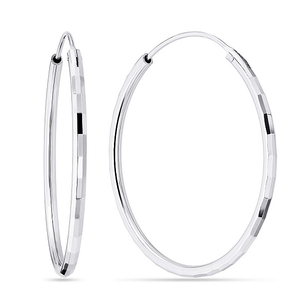 Серьги-кольца из серебра с алмазной гранью (арт. 7502/2425/30) – изображение 1