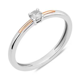 Каблучка для заручин з золота з діамантом (арт. К011098010бк)