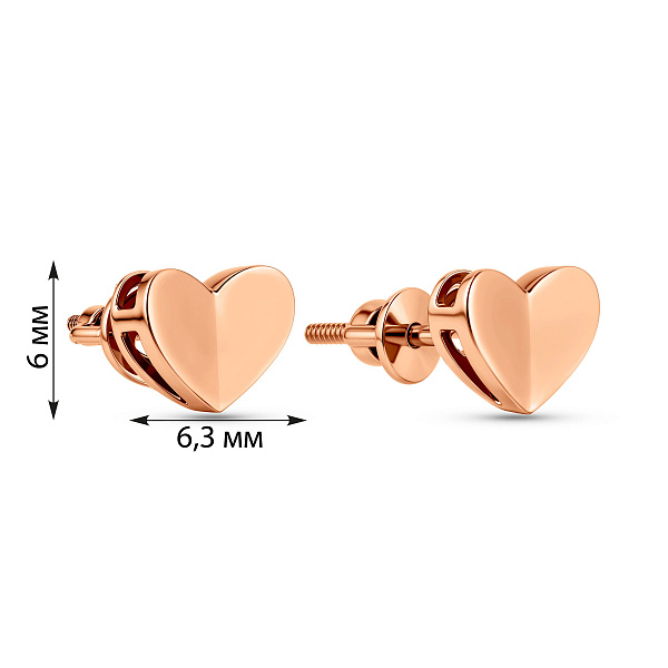 Золотые серьги пусеты Сердечки (арт. 111060) – изображение 4