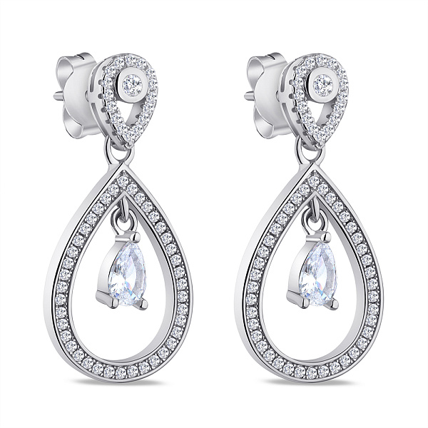 Серебряные серьги-подвески с фианитами (арт. 7518/6224) – изображение 1