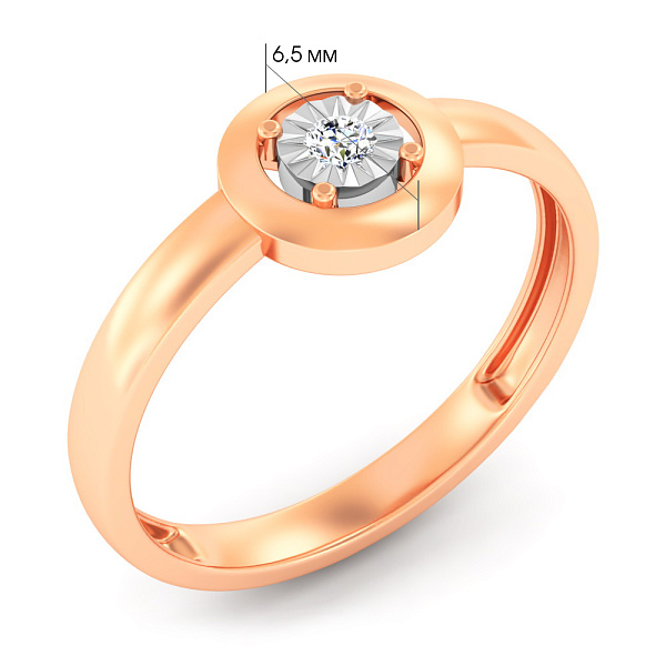 Золота каблучка з діамантом (арт. К011726) – зображення 2