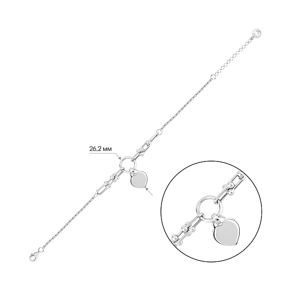 Золотой браслет Сердце (арт. 3261419бП1) – изображение 2