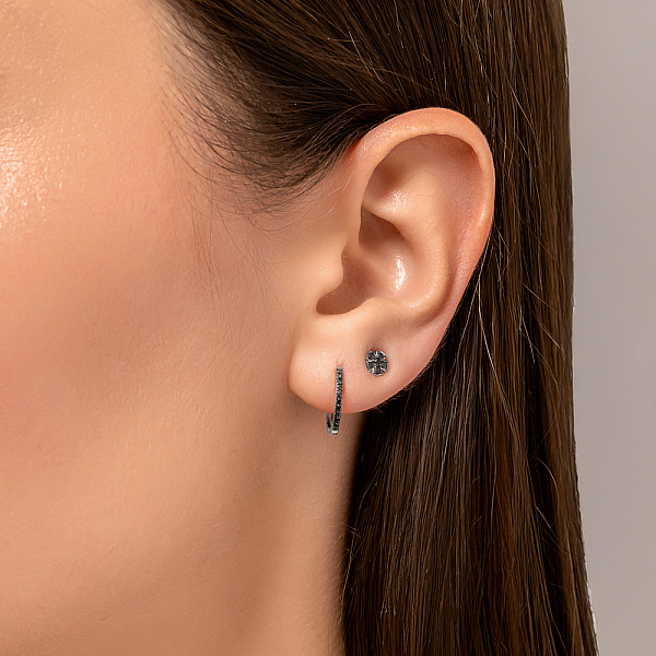 Золоті сережки з чорними діамантами (арт. С011196005бч) – зображення 2