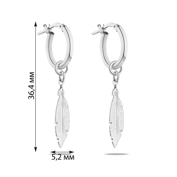 Серьги-кольца из серебра с подвесками (арт. 7502/4836) – изображение 2