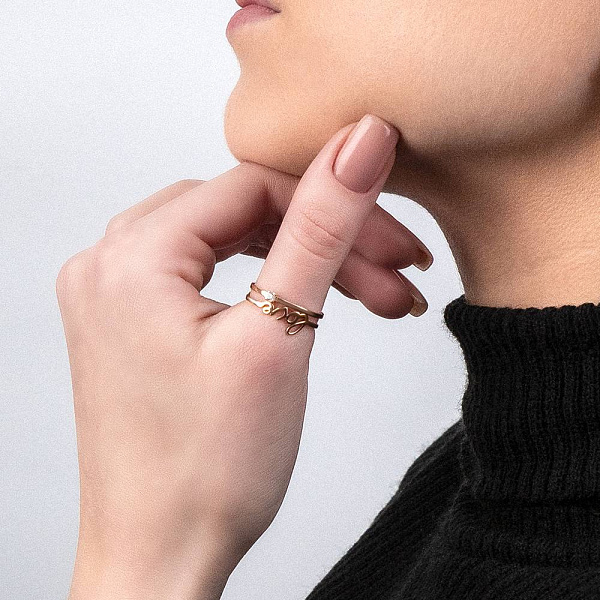 Золота каблучка «Love» з фіанітом (арт. 140757) – зображення 2