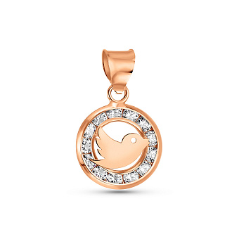 Фото Золотой кулон «Птица» с фианитами (арт. 424184)