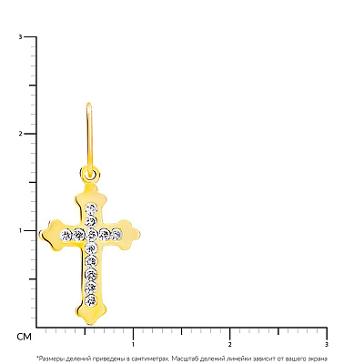 Хрестик з жовтого золота з фіанітами (арт. 440540ж)