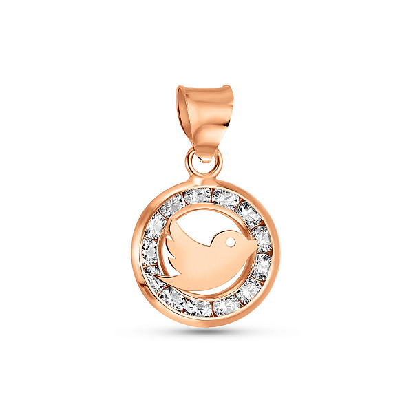 Золотой кулон «Птица» с фианитами (арт. 424184) – изображение 1