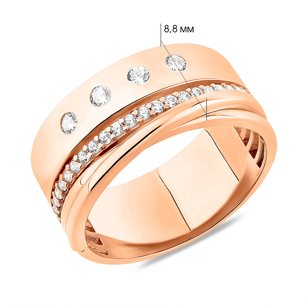 Кольцо из красного золота с фианитами (арт. 156308) – изображение 2