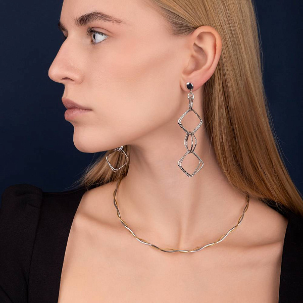 Серьги Francelli из белого золота с подвесками (арт. 1091210б) – изображение 6