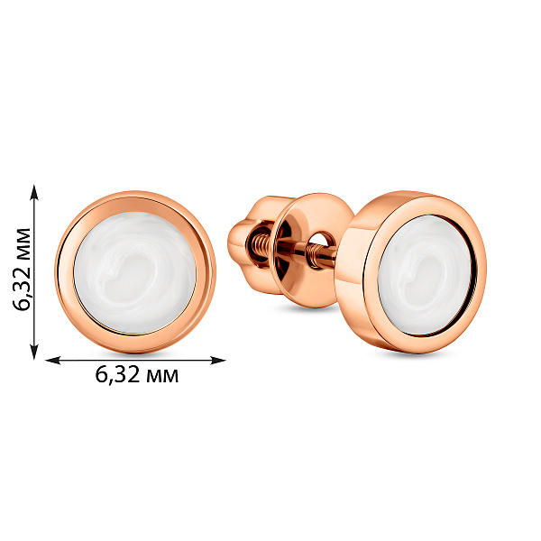 Золотые серьги пусеты с эмалью Лýна (арт. 111086/1еп) – изображение 4