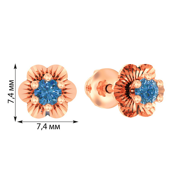 Дитячі золоті сережки з блакитними фіанітами (арт. 110508г) – зображення 2