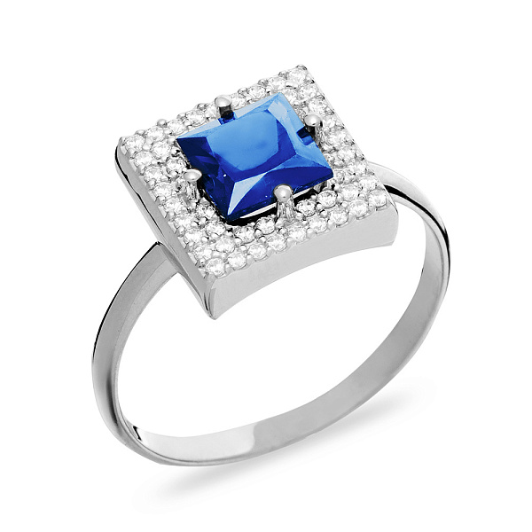 Каблучка з білого золота з топазом і фіанітами (арт. 140594Пбл) – зображення 1
