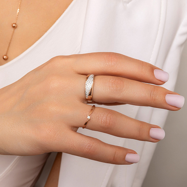 Золота каблучка з діамантом (арт. К011823) – зображення 2