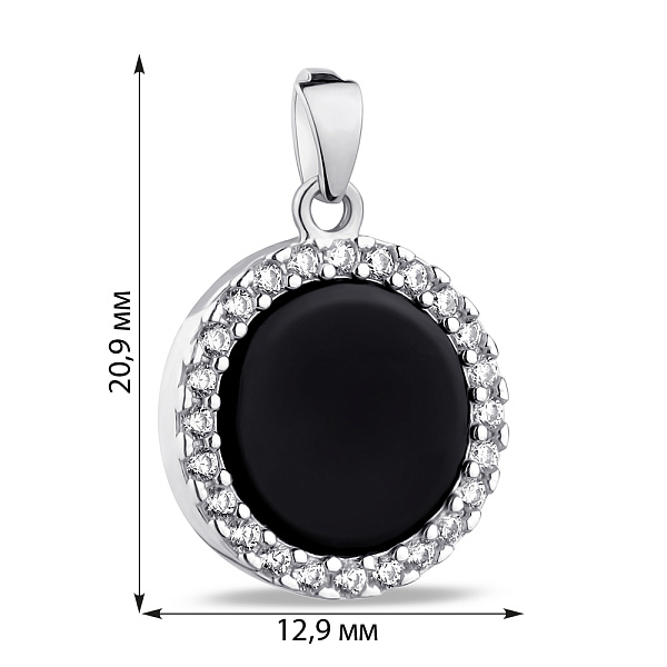 Серебряный кулон с ониксом и фианитами (арт. 7503/А223опю) – изображение 2