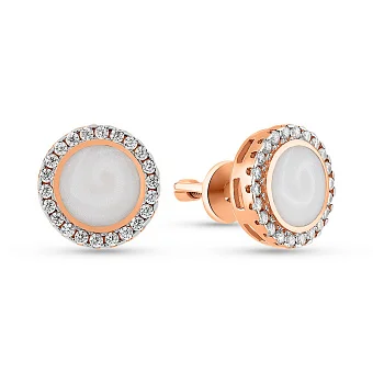 Золоті сережки пусети Лýна з емаллю і фіанітами (арт. 110327еп)